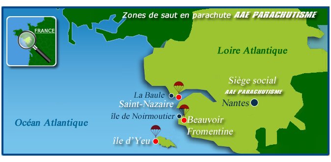 zones de sauts en parachute